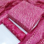 Pink - 3PIC Cotton bandhani dress Material