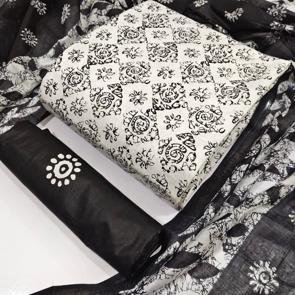 625adf00-3fcb-4109-a010-f932763dd982 White - 3PIC Cotton dress Material - Image 1