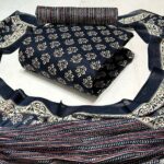 dark navy blue: Sartin cotton Dress Material