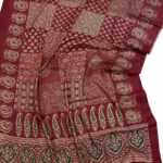 Red : cotton Ajarakh dupatta
