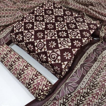 Brown - 3PIC Cotton dress Material