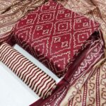 Red - 3PIC Cotton bandhani dress Material