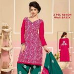 Pink: Rayon Batik 3pic Dress Material