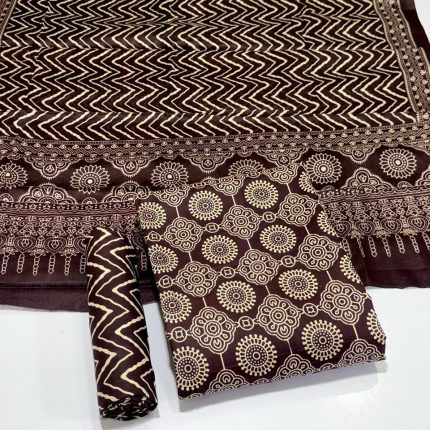 Coffee - Rayon Leriya suit Dress Material