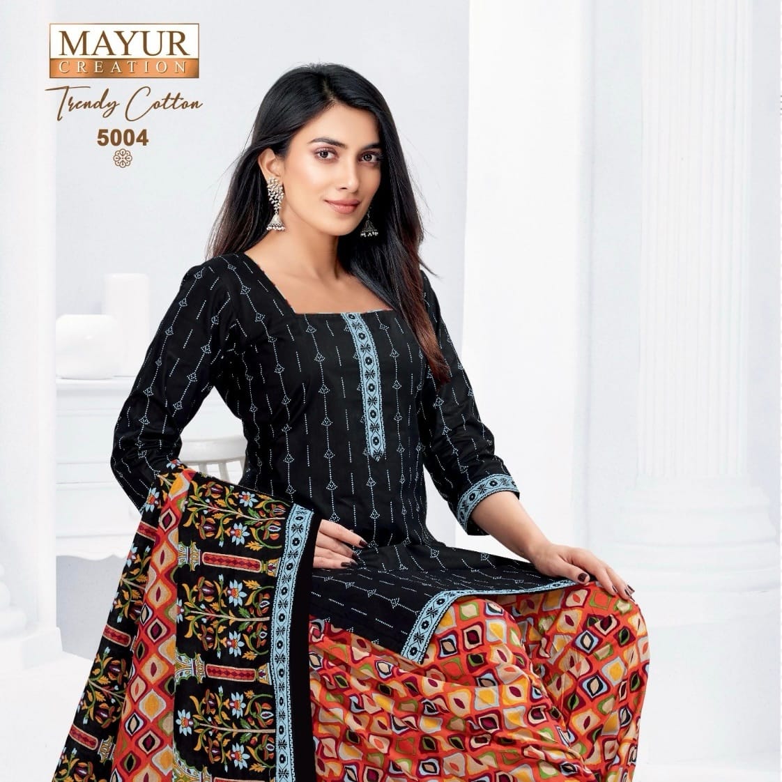 tendi black Black: Mayur Trendy Cotton Dress Material - Image 1